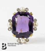 Victorian 18ct Gold Amethyst, Pearl and Diamond Brooch