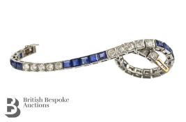 Platinum, Sapphire and Diamond Line Bracelet