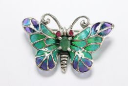 Silver Plique-à-jour Brooch