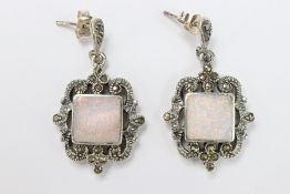 Pair of Silver and Opalite Earrings