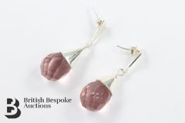Pair of silver drop earrings