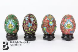 Four Miniature Cloisonné Eggs