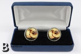 Pair of Silver and Enamel Cufflinks