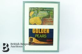 Nine Framed Vintage Fruit Crate Labels