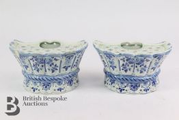 Pair of Delft Blue and White Tulip Vases