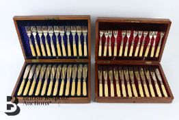 Two Sets of Silver Plated Fish Knives and Forks