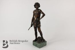 Large Cast Bronze Sculpture of David