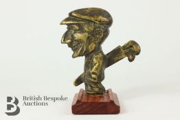 Brass Vintage Dunlop Golfer with Golf Caddy Lorry Mascot