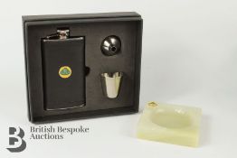 Lotus Sports Car Hip Flask and Desk Ashtray