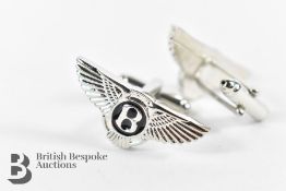 Classic Rolls Royce Red Enamel Cufflinks and Nickel Plated Bentley Cufflinks