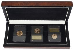 Queen Elizabeth II Platinum Wedding Anniversary three gold coin set