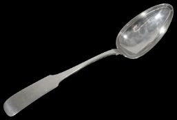 A large 19th century Norwegian .830 silver fiddle pattern basting spoon