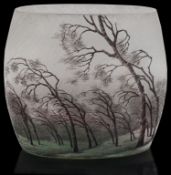 An Art Nouveau Daum Nancy 'Rain Landscape' pillow vase