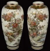 A pair of Japanese Meiji period Satsuma pottery vases