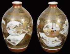 A pair of Japanese Meji period Kutani porcelain vases