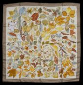 A vintage Hermes boxed silk scarf and another