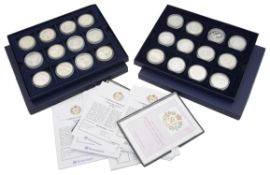 The Royal Mint - two sets of 12 silver proof coin sets commemorating the Queen's 80th Birthday