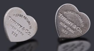 A pair of Tiffany and Co mini heart 'Please return to Tiffany' stud earrings