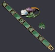 A Norwegian David Andersen silver and enamel hummingbird brooch,