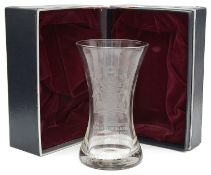 A glass vase commemorating the Quincentenary of The Worshipful Company of Bakers, 1486-1986