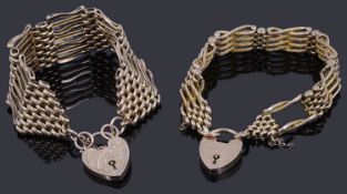 A 9ct gold four row fancy link gate chain bracelet