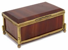 A 19th century gilt metal mounted red banded agate trinket box