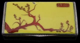 A Continental Art Deco silver and enamel 'Chinoiserie' ladies cigarette case