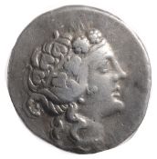 Islands off Thrace, Thasos Silver Tetradrachm2nd Century BCWreathed head of young Dionysos right /