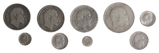 3 x Edward VII Silver Florins1902, 1908, 1910Bare head, right / Britanna standing holding trident