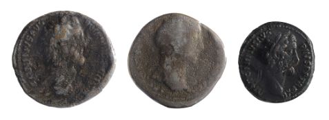 Antoninus Pius AE SestertiusRome, Struck 143-144 ADANTONINVS AVG PIVS P P TR P COS III, Head of