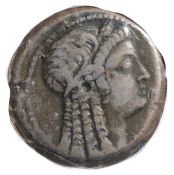 Cleopatra VI AE27c. 60 BCBust to right / Eagle standing left on thunderboltDiameter 25