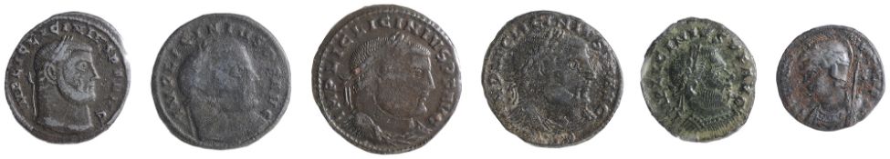 2 x Licinius AE FollesSiscia, Struck 313-315 ADIMP LICINIVS P F AVG: Head of Licinius, laureate,