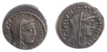 L. Aemilius Lepidus Paulus Silver Denarius62 BC.Veiled and diademed head of Concordia facing