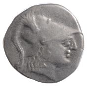 Asia Minor, Pamphylia Silver Teradrachm2nd century BCHead of Athena right, wearing crested
