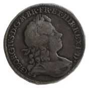 George I Silver Halfcrown1720, Sexto edge.Laureate and draped bust facing right / Crowned