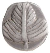 Sicily, Selinos, Silver Didrachm, Struck 540-510 BC.Selinon leaf / Incuse squareDiameter 21