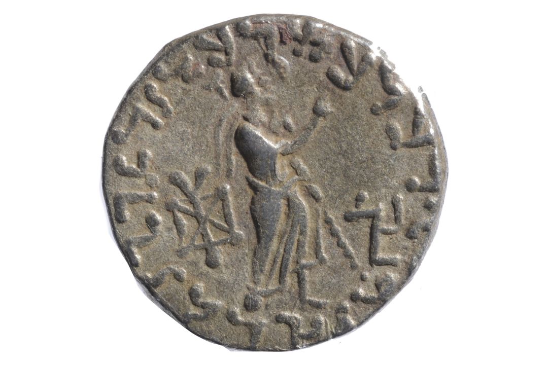 Indo-Scythian Kings of Bactria, Azes II Silver Tetradrachm.c 35 BC-5 AD.King on horseback riding - Image 2 of 2