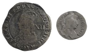 Charles II Silver Shilling, hammered issue1660-62Crowned bust facing left, value XII in field