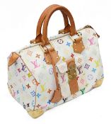 A Louis Vuitton speedy 30 bag in white multicoloured monogram canvas