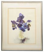 Caroline Bailey (Brit.b.1953) 'Still life with pansies', watercolour