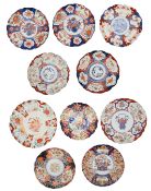 A collection of ten Japanese Meiji period imari palette fluted dishes