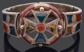 An attractive Victorian Scottish agate inlaid bracelet