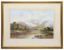 Wendy Reeves (British b.1945) 'Scottish highland loch with cattle'