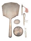 A selection of silver to include a late Victorian tobacco box and other items