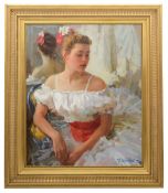Youri Krotov (Russian, b.1964)'Portrait of a dancer', oil on canvas