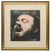 Harold Riley (British, b.1934) 'Luciano Pavarotti',charcoal and pastel