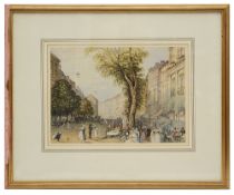 Samuel Prout (British,1783-1852) 'Crowded continental street scene'
