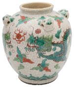 A late 19th or early 20th century Chinese famille verte crackle glaze vase
