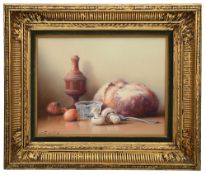 Robert Chailloux (Fr. 1913-2006) 'Still life with bread and mushrooms'