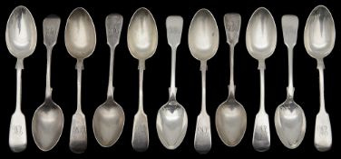 A set of twelve late Victorian fiddle pattern teaspoons
